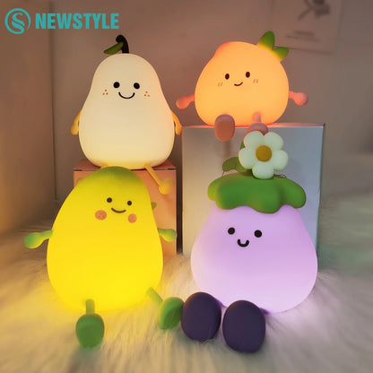 Cute Fruit Night Light Rechargeable Mushroom LED